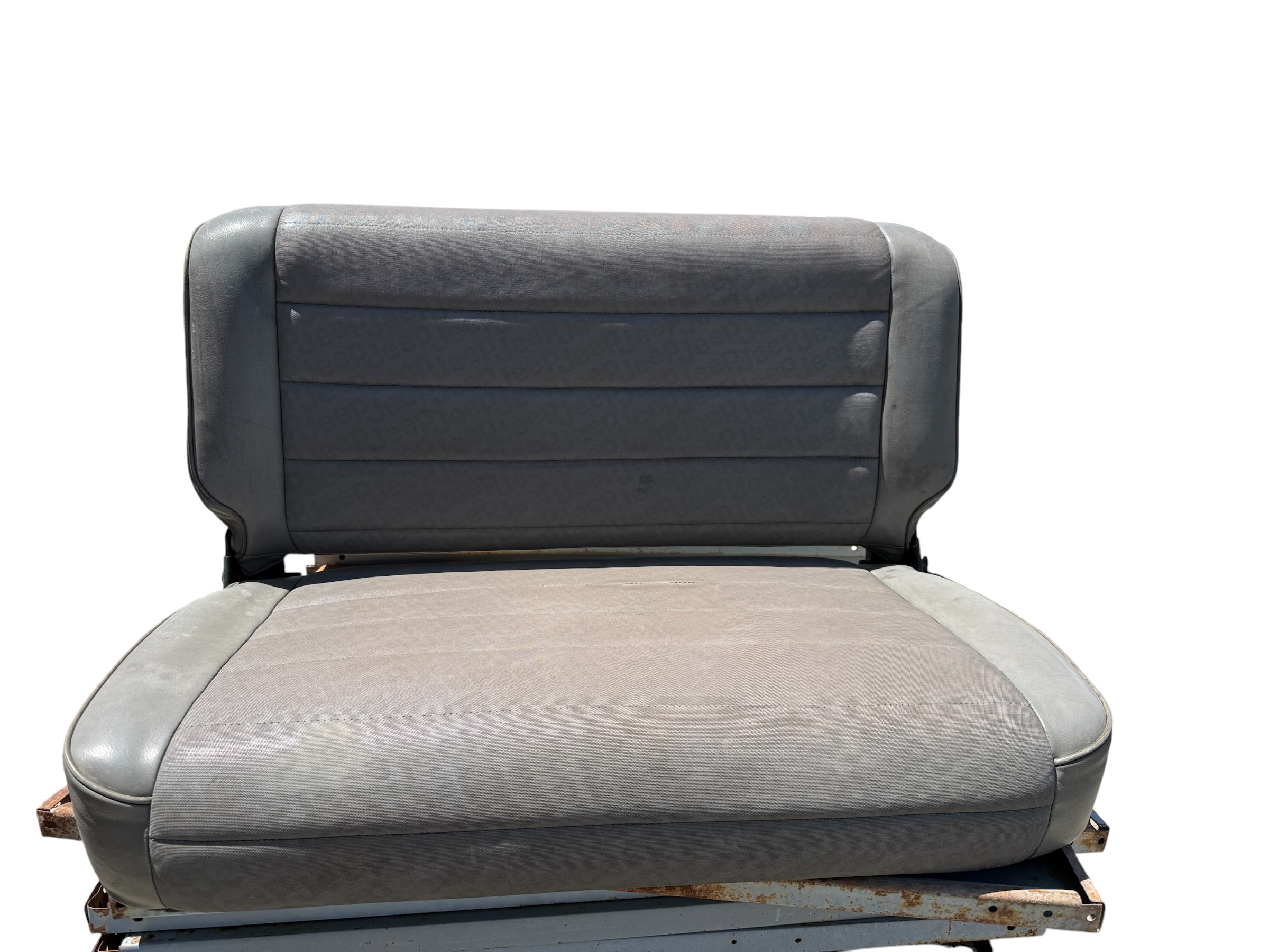 1987-1995 Jeep Wrangler YJ Rear Seat Gray/Grey Vinyl Jeep Logo OEM